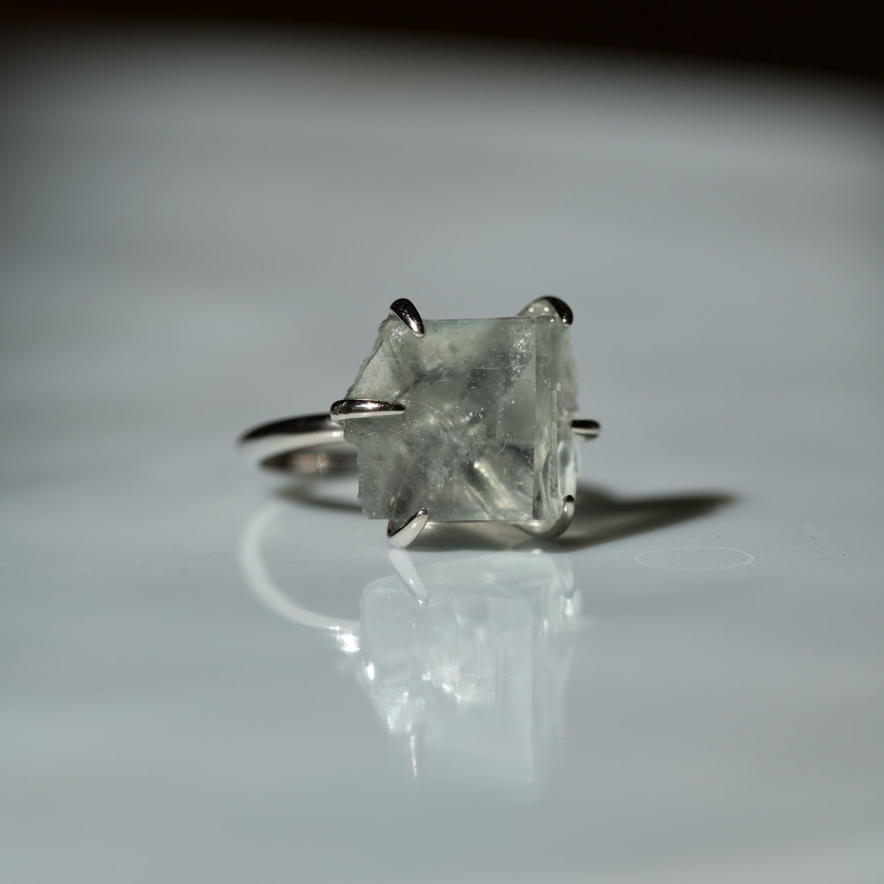 Fluorite Raw Stone Ring - One of a Kind - handmade natural mineral jewelry by TROZO, made in Japan (view 6)