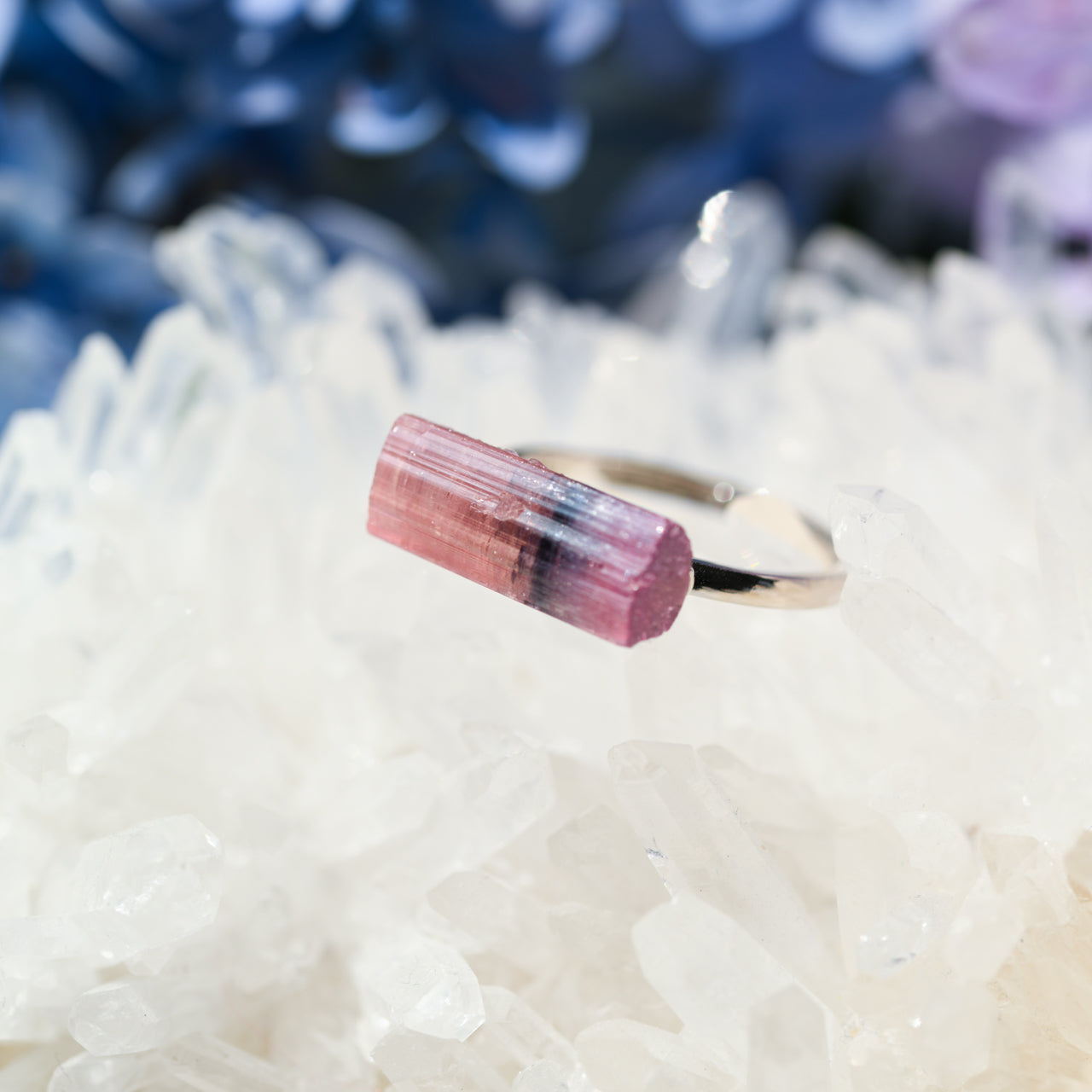 Tourmaline Raw Stone Ring - One of a Kind - handmade natural mineral jewelry by TROZO, made in Japan (view 2)