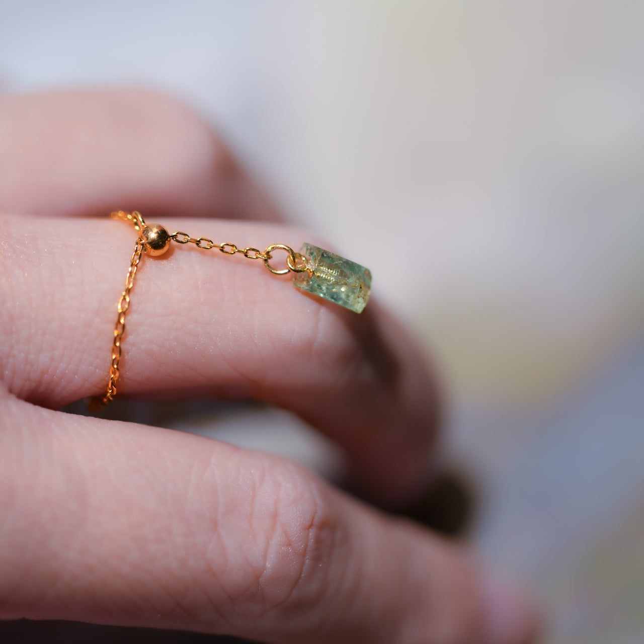 Emerald Raw Stone Ring - One of a Kind - handmade natural mineral jewelry by TROZO, made in Japan (view 4)