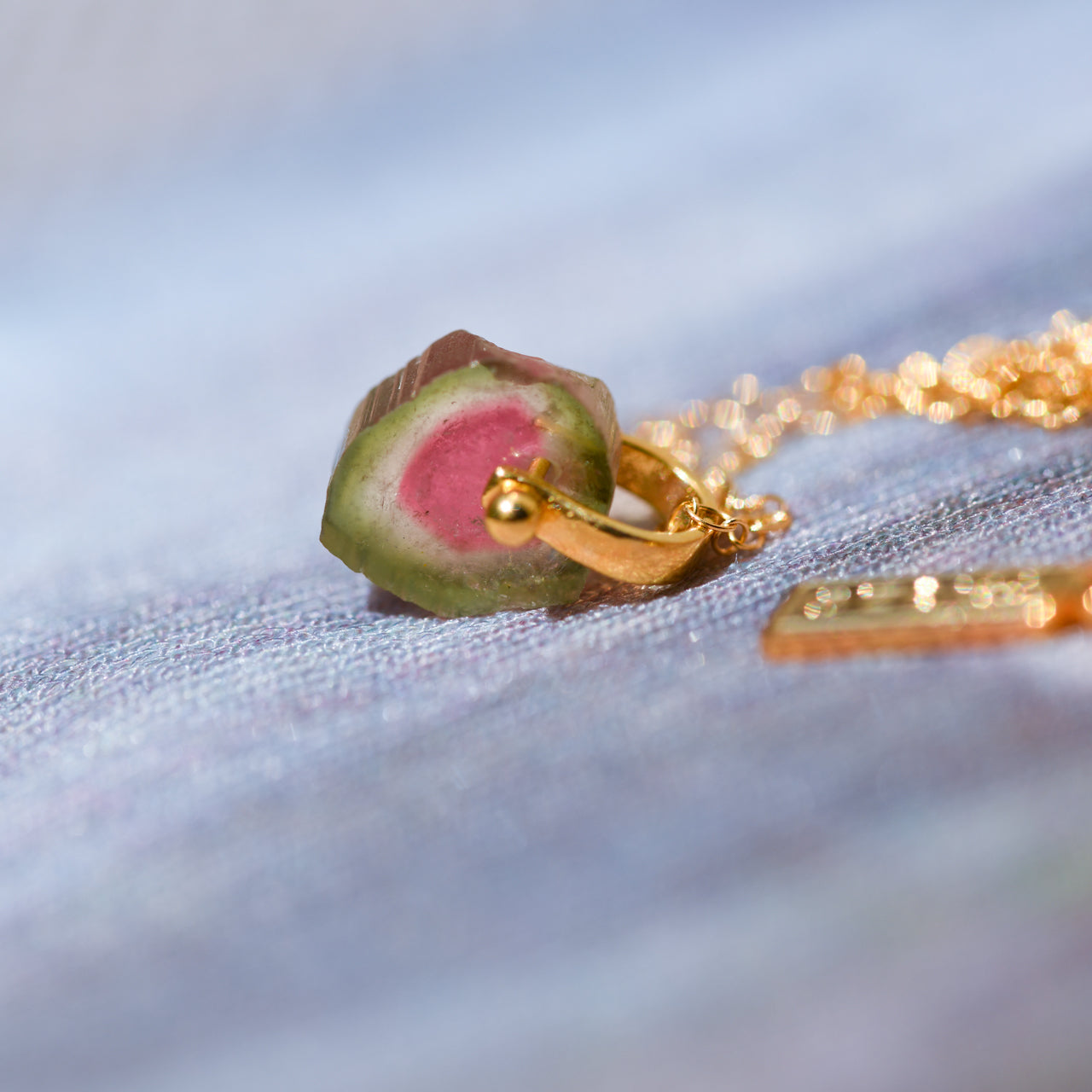 Tourmaline Raw Stone 14KGF Necklace - One of a Kind - handmade natural mineral jewelry by TROZO, made in Japan (view 6)