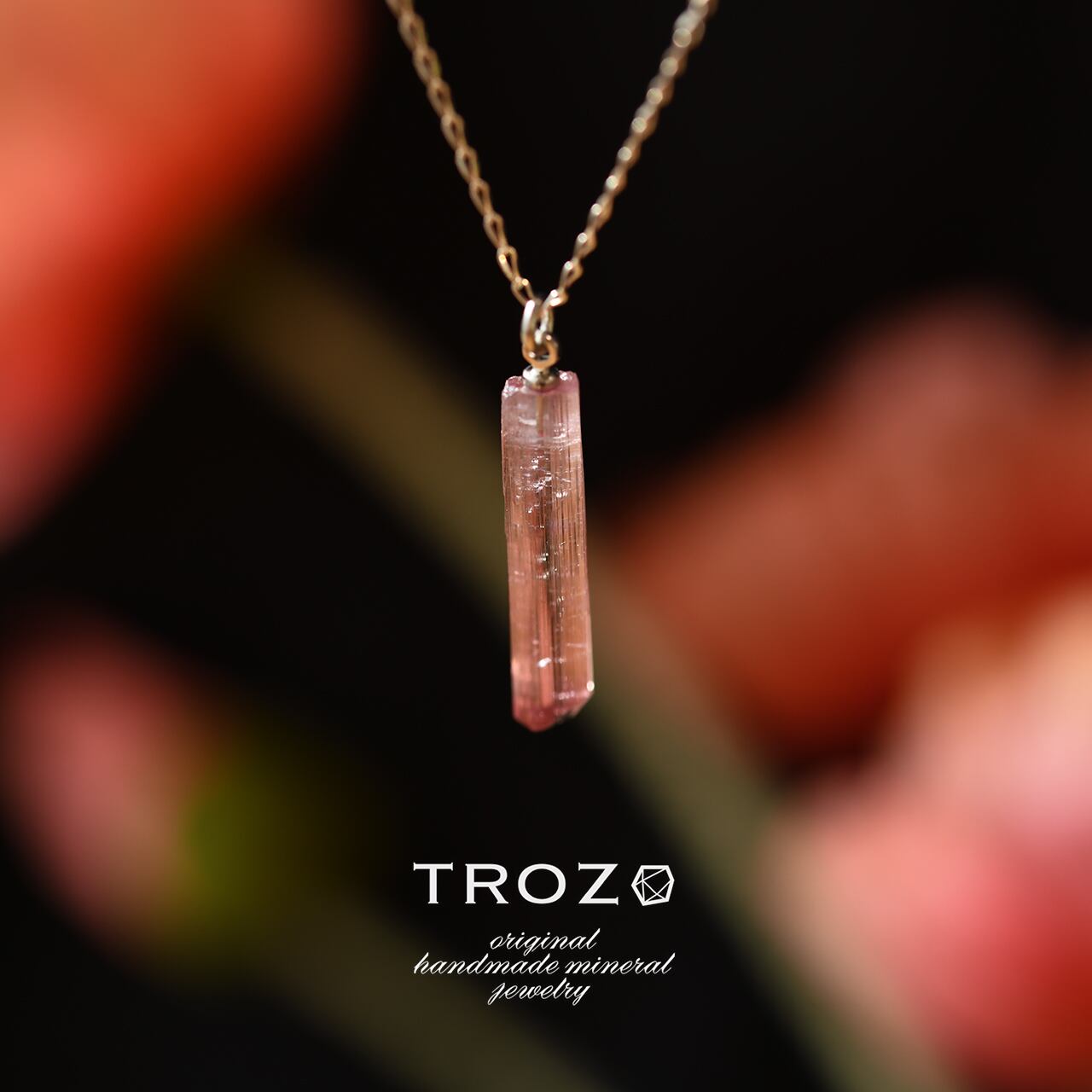 [One of a kind] Tourmaline Raw Stone Sterling Silver Necklace | Handmade Natural Stone Jewelry [Poppy Collection]