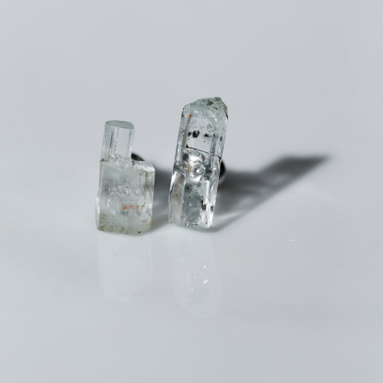 Aquamarine Raw Stone Earrings - One of a Kind - handmade natural mineral jewelry by TROZO, made in Japan (view 2)