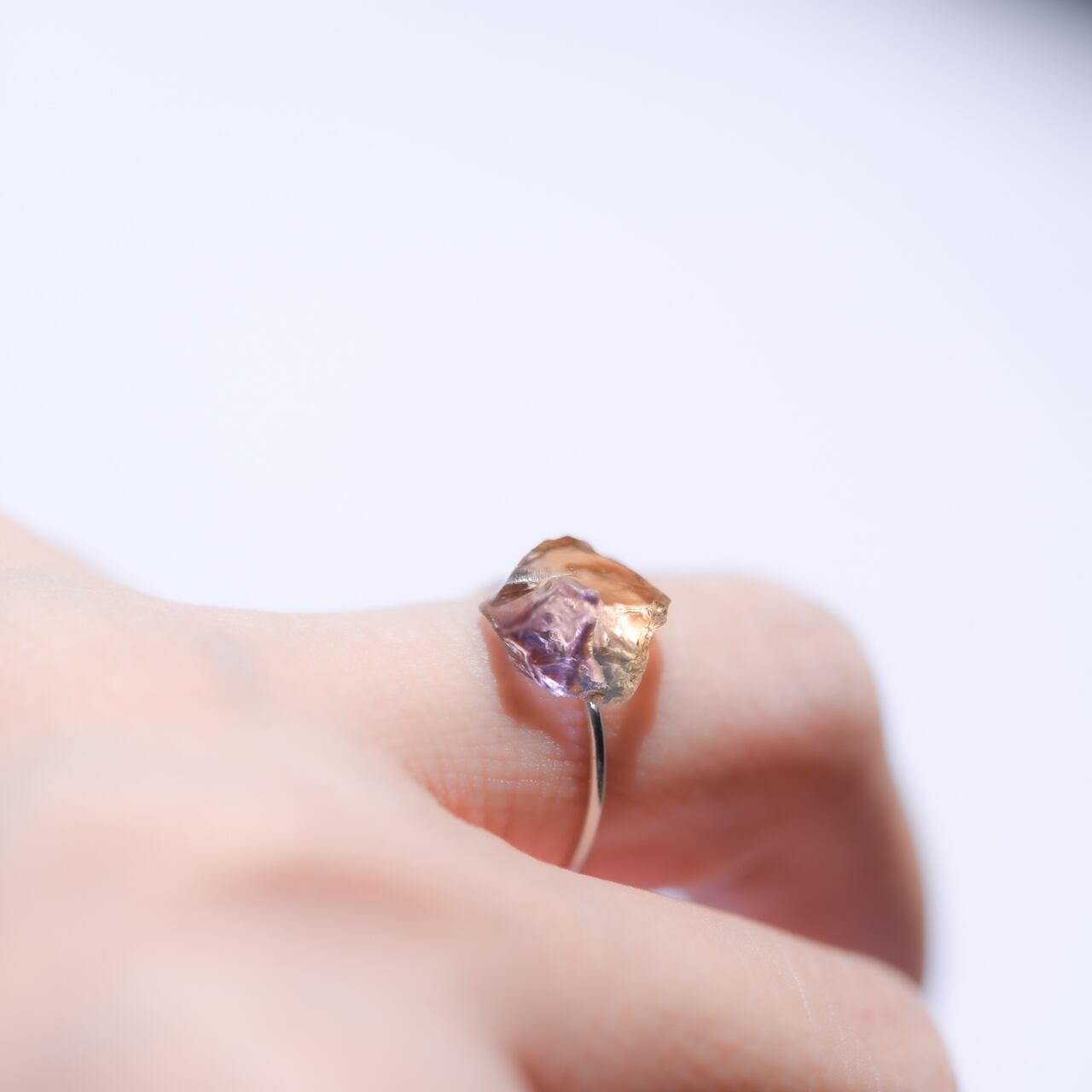 Ametrine Raw Stone Ring | Handmade Natural Stone Jewelry