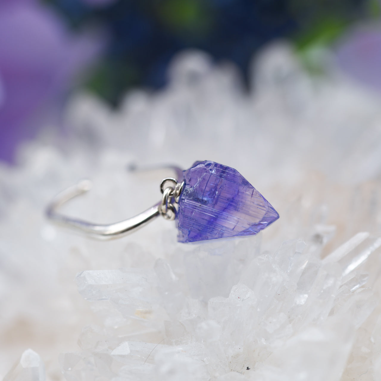 Tanzanite Raw Stone Ear Cuff - One of a Kind - handmade natural mineral jewelry by TROZO, made in Japan (view 7)