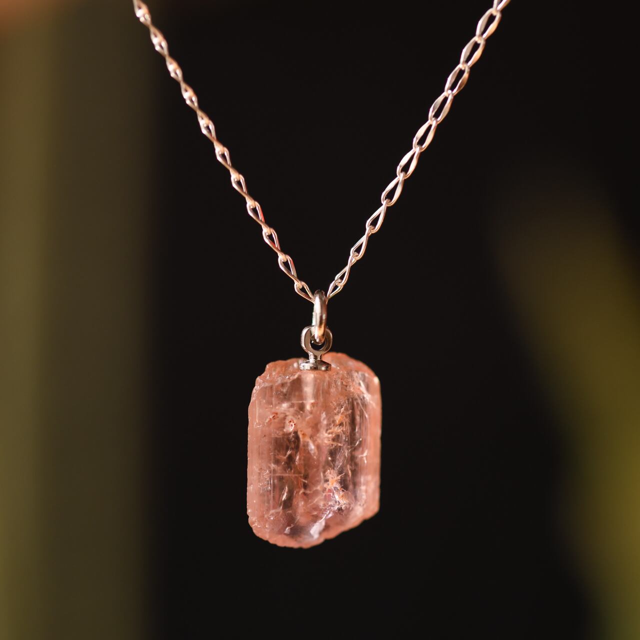 [One of a kind] imperial Topaz Raw Stone Sterling Silver Necklace | Handmade Natural Stone Jewelry [Poppy Collection]