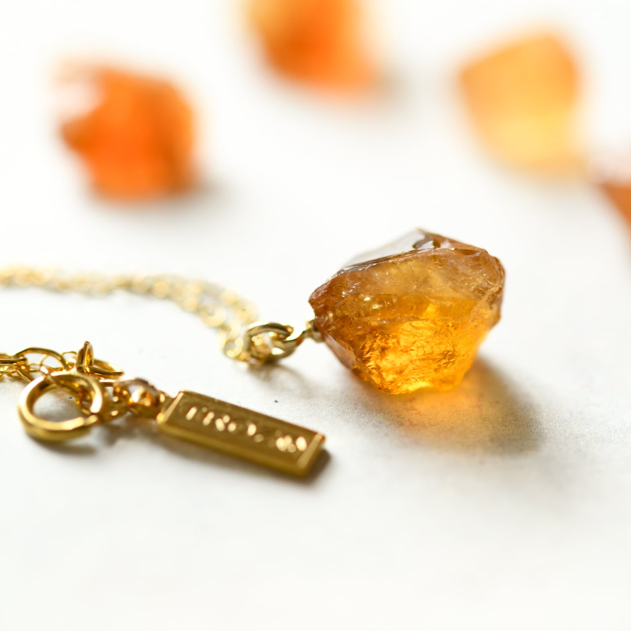 Citrine Raw Stone Necklace | Handmade Natural Stone Jewelry