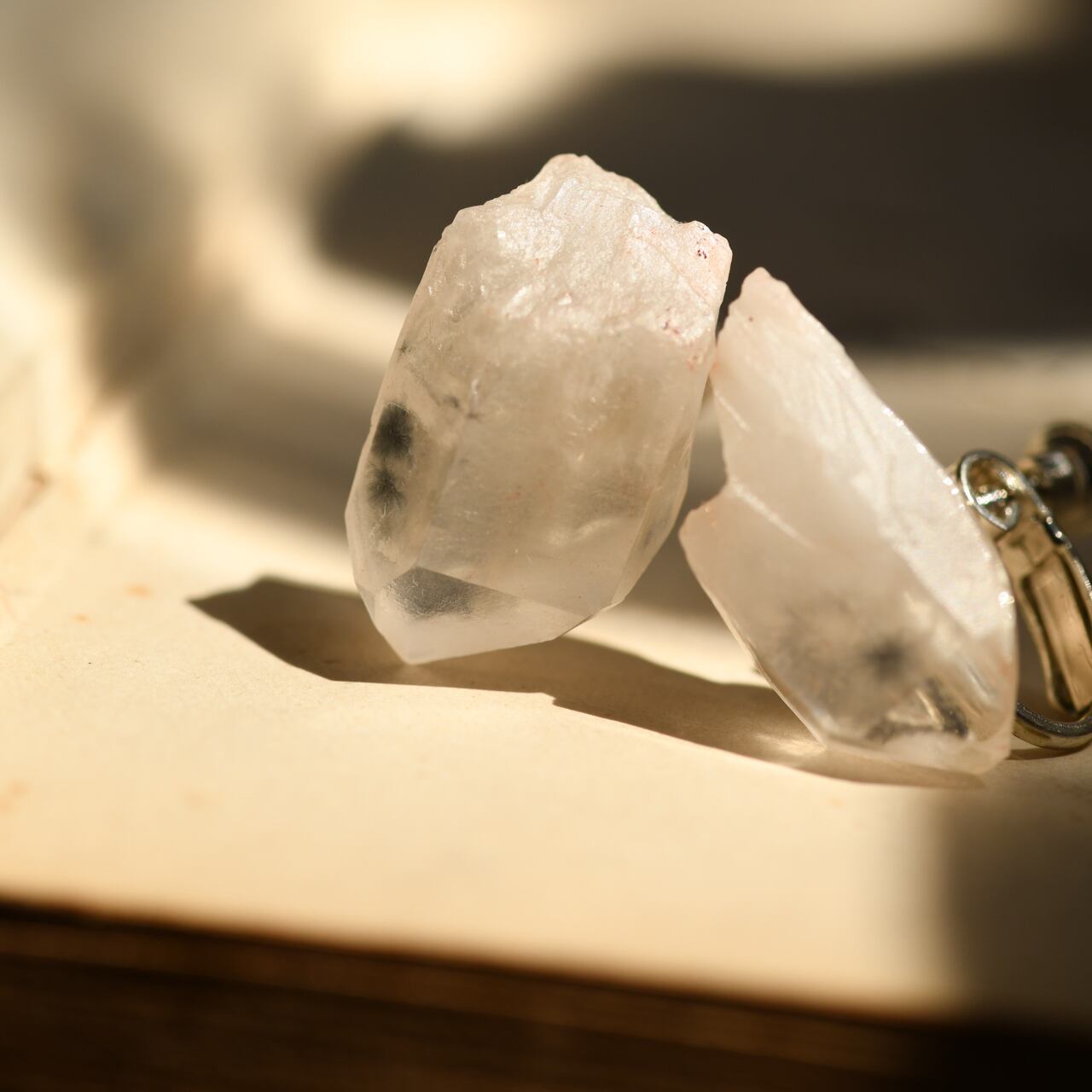 [One of a kind] Hollandite Quartz Raw Stone Sterling Silver Earrings | Handmade Natural Stone Jewelry [Black Majic Collection]
