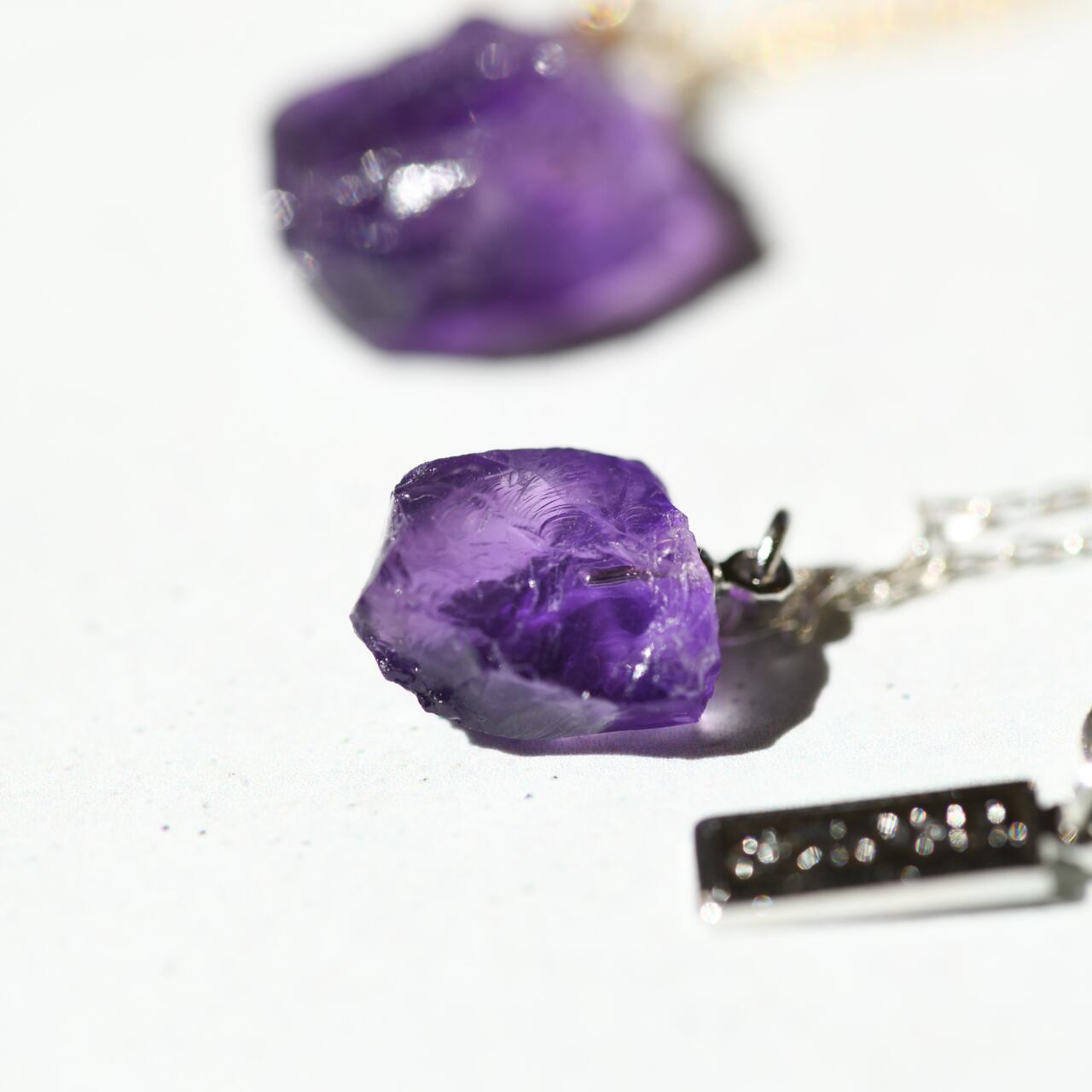 Amethyst Raw Stone Necklace | Handmade Natural Stone Jewelry