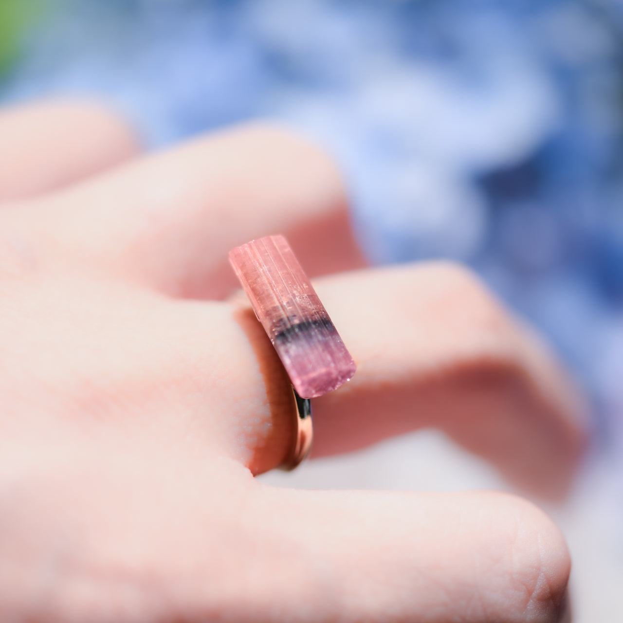 Tourmaline Raw Stone Ring - One of a Kind - handmade natural mineral jewelry by TROZO, made in Japan (view 5)