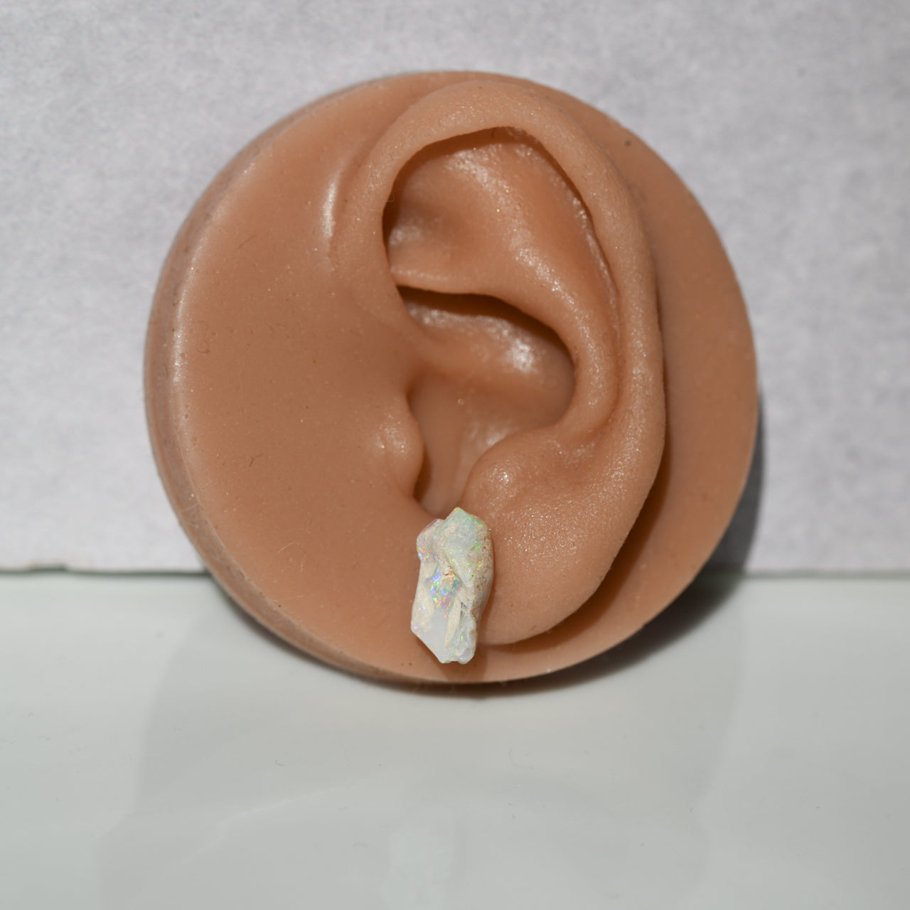 Black Opal Raw Stone Earrings - One of a Kind - handmade natural mineral jewelry by TROZO, made in Japan (view 7)