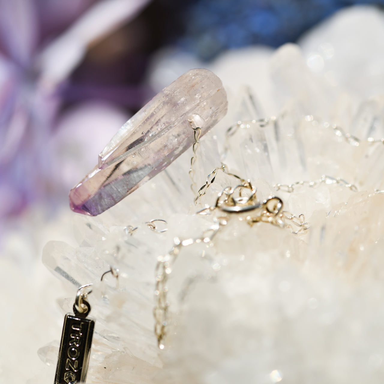 Amethyst Raw Stone Necklace - One of a Kind - handmade natural mineral jewelry by TROZO, made in Japan (view 4)