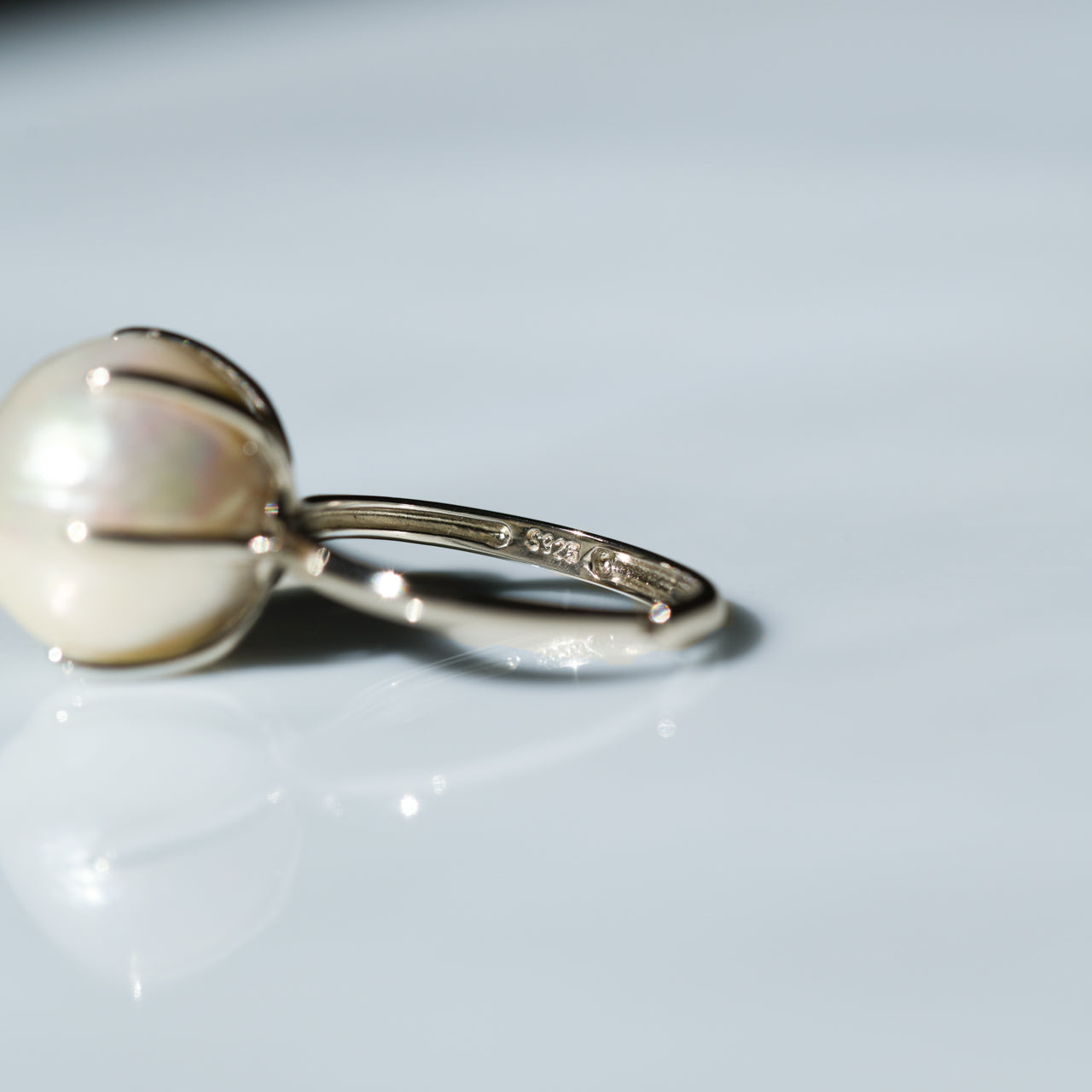 Pearl Raw Stone Ring - One of a Kind - handmade natural mineral jewelry by TROZO, made in Japan (view 4)