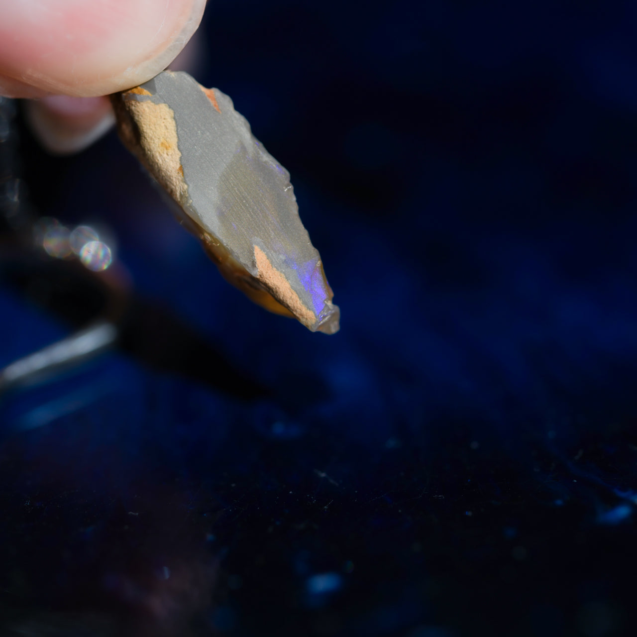 Black Opal Raw Stone Ear Cuff - One of a Kind - handmade natural mineral jewelry by TROZO, made in Japan (view 5)