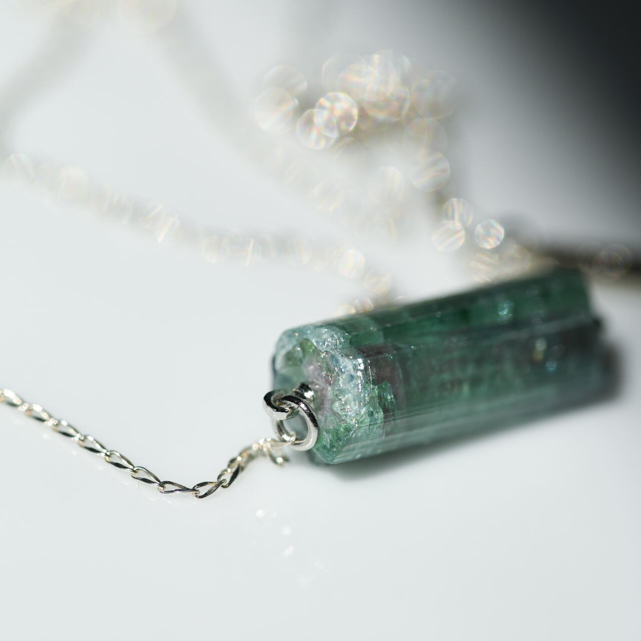 [One of a kind] Tourmaline Raw Stone Sterling Silver Necklace | Handmade Natural Stone Jewelry [Tourmalin Fest]