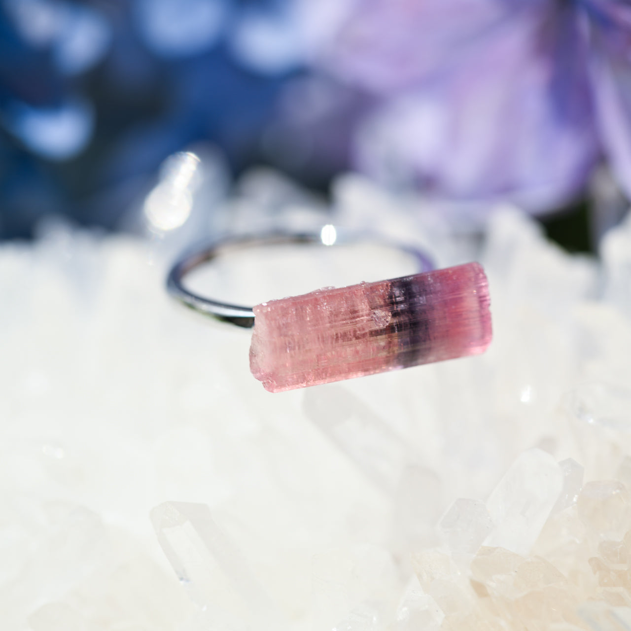 Tourmaline Raw Stone Ring - One of a Kind - handmade natural mineral jewelry by TROZO, made in Japan (view 6)