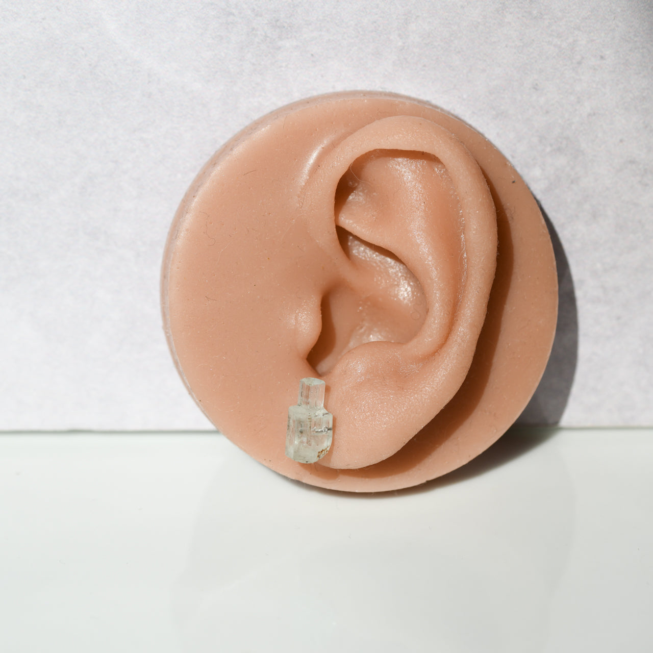 Aquamarine Raw Stone Earrings - One of a Kind - handmade natural mineral jewelry by TROZO, made in Japan (view 6)