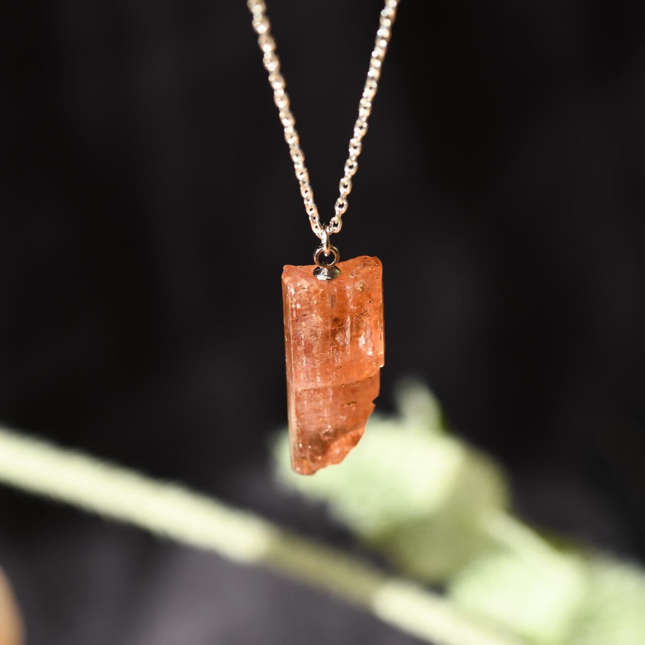 [One of a kind] imperial Topaz Raw Stone Sterling Silver Necklace | Handmade Natural Stone Jewelry [Poppy Collection]