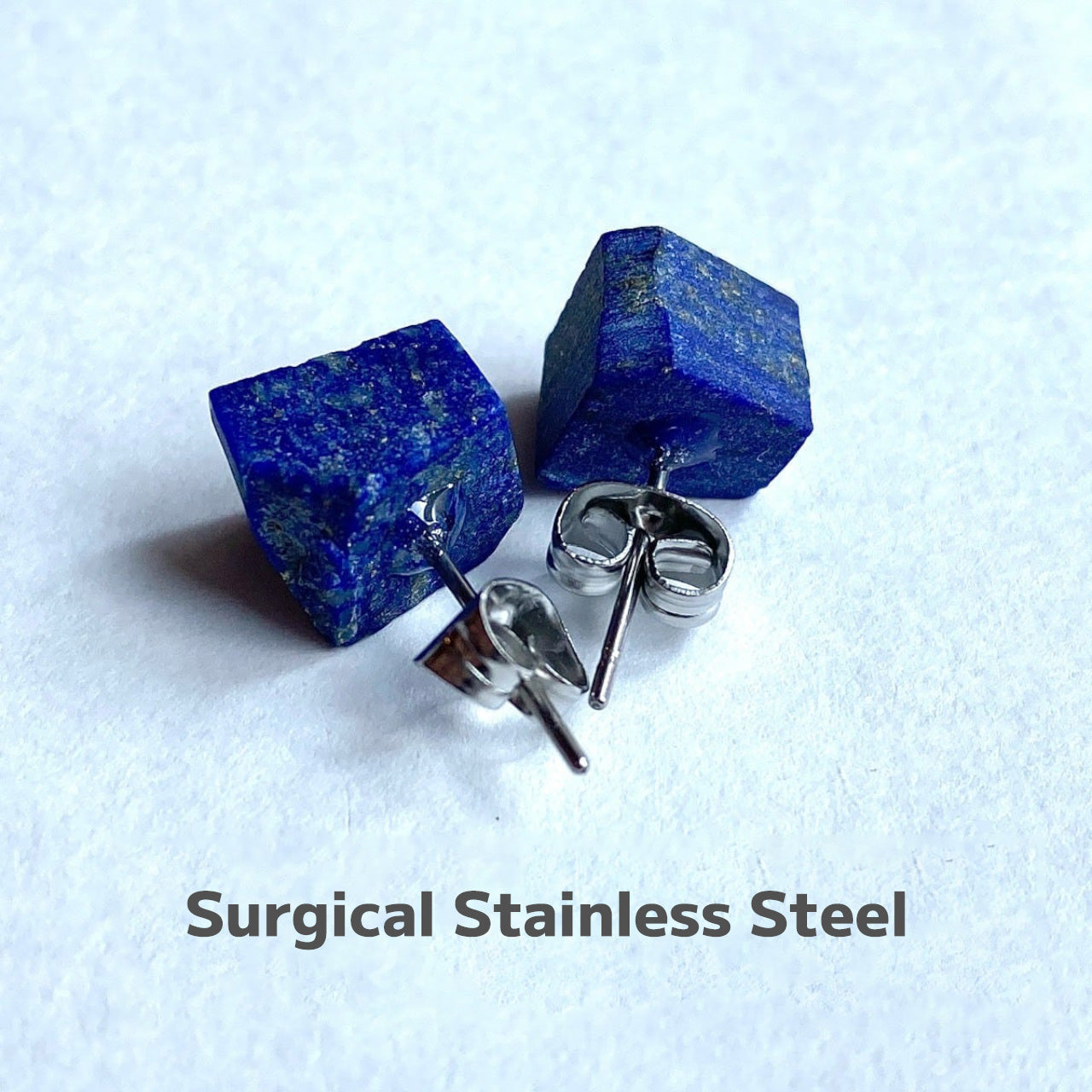 Lapis Lazuli Raw Stone Earrings | Handmade Natural Stone Jewelry