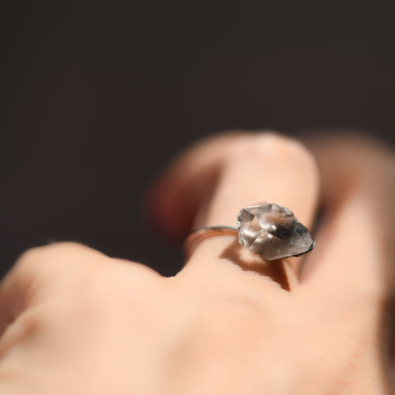 [One of a kind] Brookite In Quartz Raw Stone Ring | Handmade Natural Stone Jewelry [Black Majic Collection]