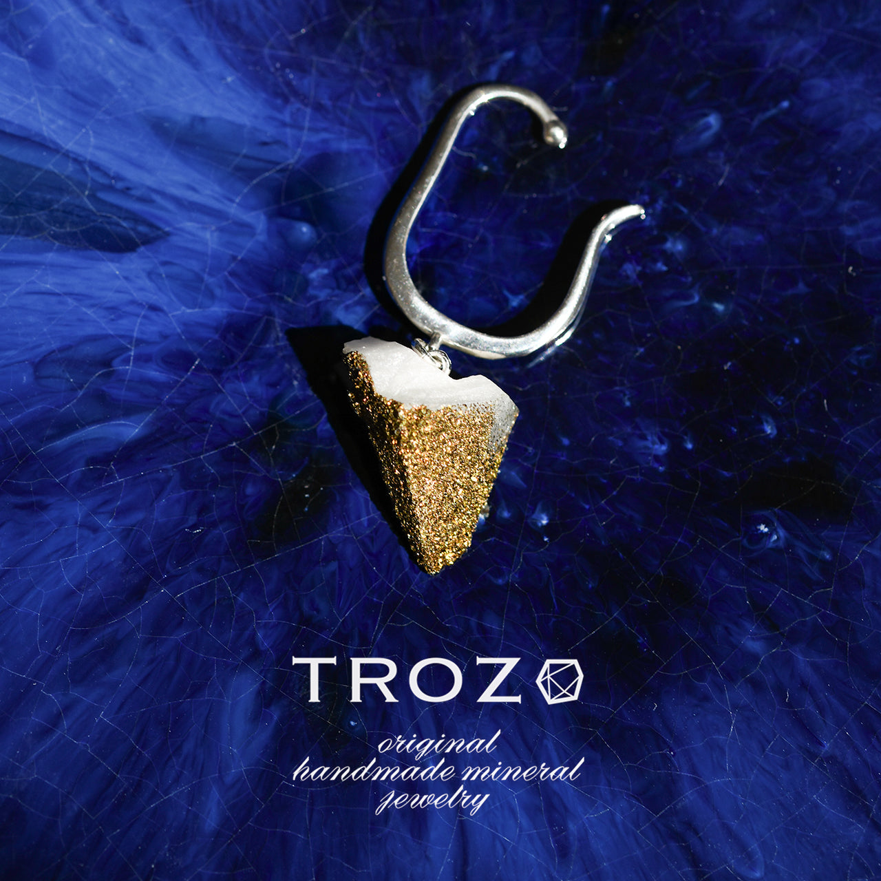 Calcite Raw Stone Ear Cuff - One of a Kind - handmade natural mineral jewelry by TROZO, made in Japan (view 1)