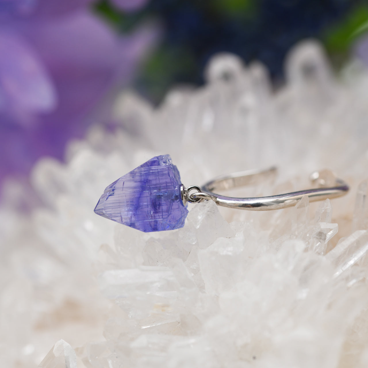Tanzanite Raw Stone Ear Cuff - One of a Kind - handmade natural mineral jewelry by TROZO, made in Japan (view 2)