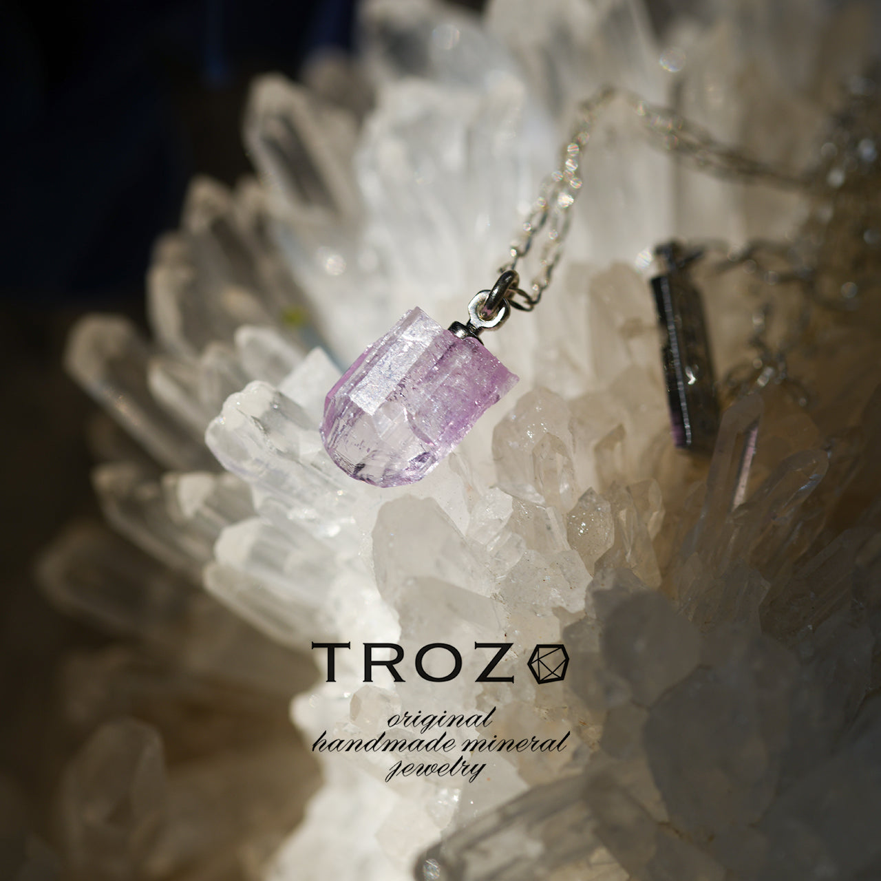 Zoisite Raw Stone Necklace - One of a Kind - handmade natural mineral jewelry by TROZO, made in Japan (view 1)