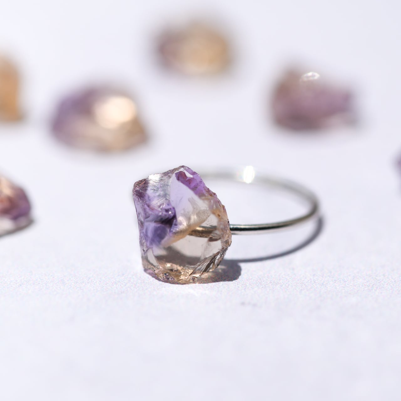 Ametrine Raw Stone Ring | Handmade Natural Stone Jewelry