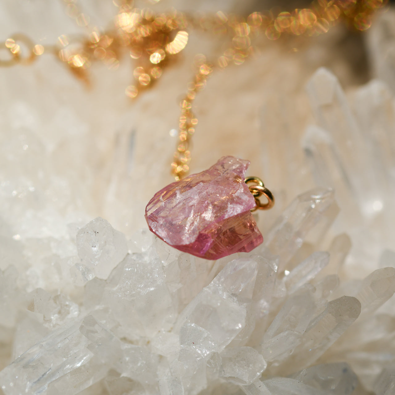 Zoisite Raw Stone 14KGF Necklace - One of a Kind - handmade natural mineral jewelry by TROZO, made in Japan (view 4)