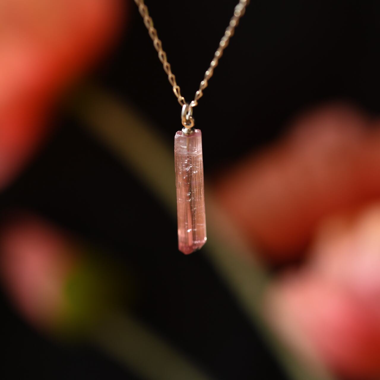 [One of a kind] Tourmaline Raw Stone Sterling Silver Necklace | Handmade Natural Stone Jewelry [Poppy Collection]