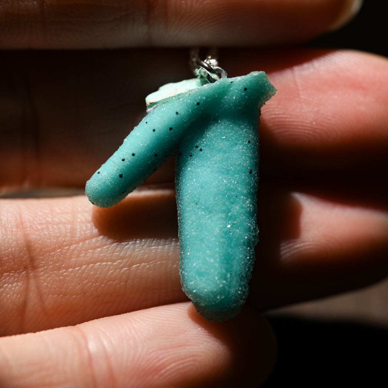 [One of a kind] Chrysocolla Raw Stone Sterling Silver Necklace | Handmade Natural Stone Jewelry [Raindrop Collection]