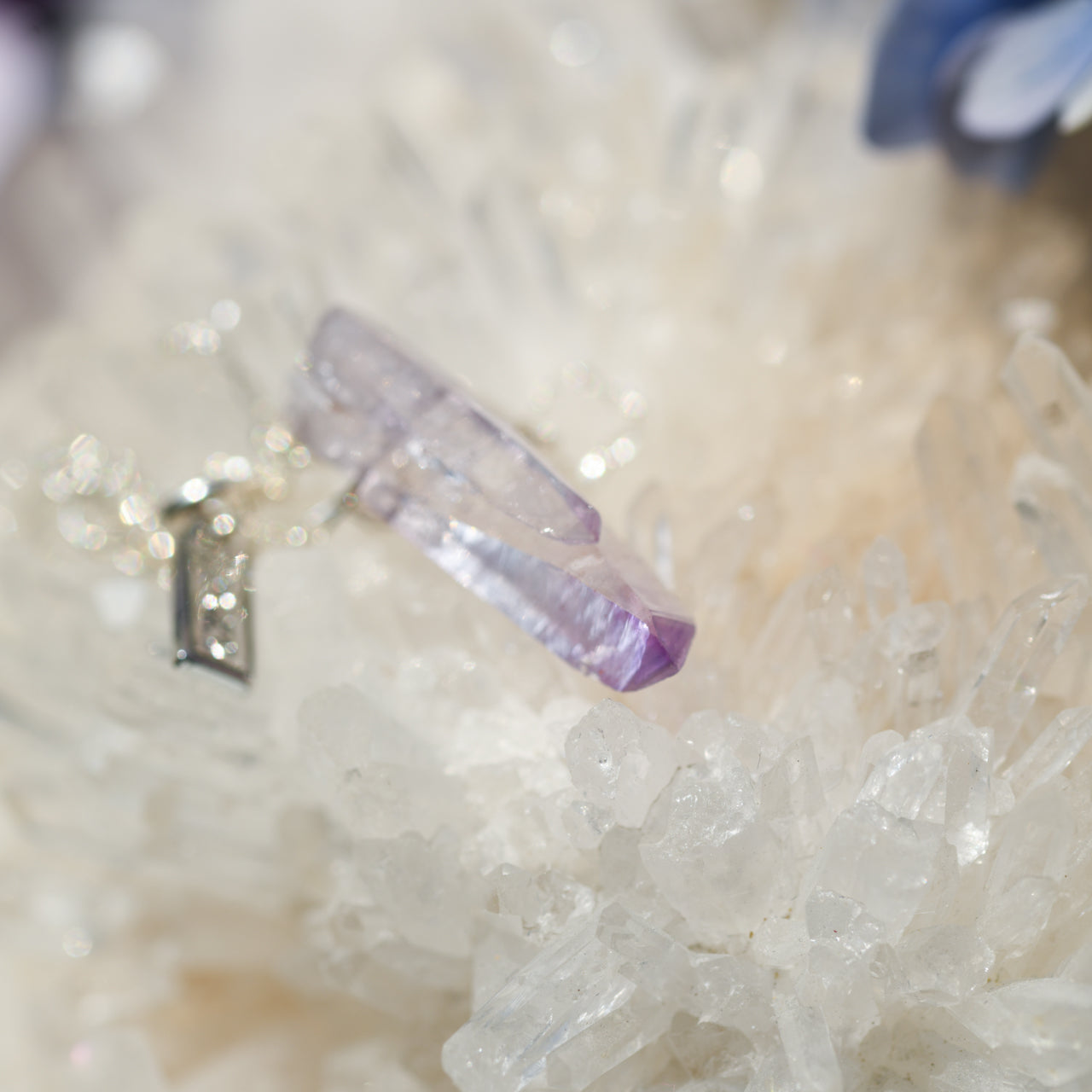 Amethyst Raw Stone Necklace - One of a Kind - handmade natural mineral jewelry by TROZO, made in Japan (view 3)