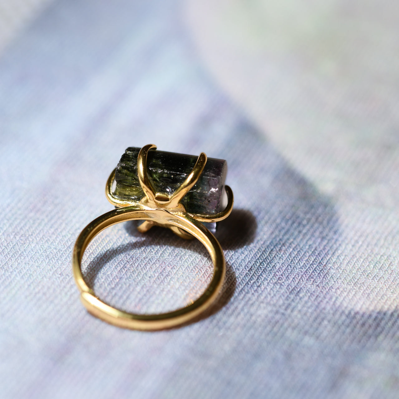 Tourmaline Raw Stone Ring - One of a Kind - handmade natural mineral jewelry by TROZO, made in Japan (view 5)