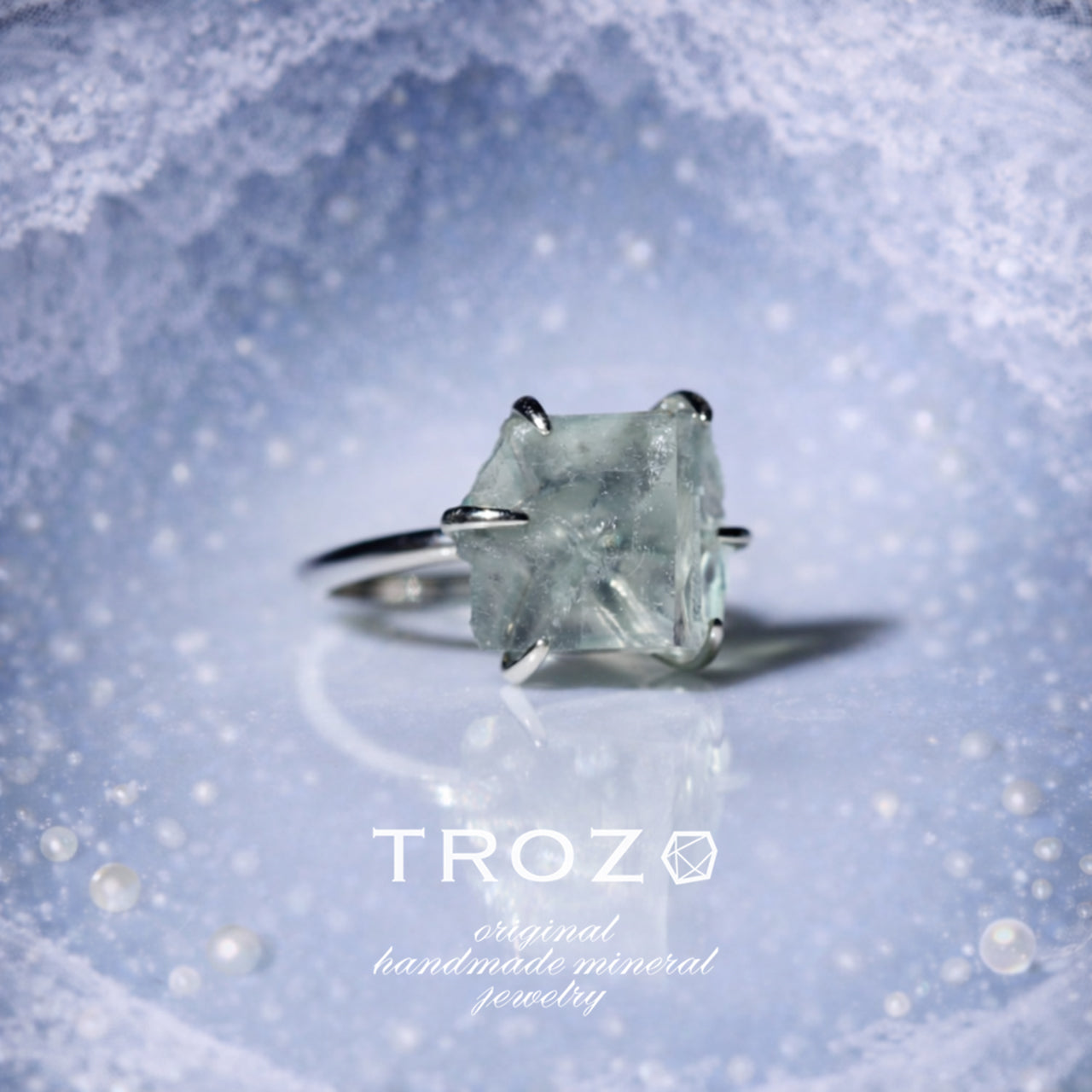 Fluorite Raw Stone Ring - One of a Kind - handmade natural mineral jewelry by TROZO, made in Japan (view 1)