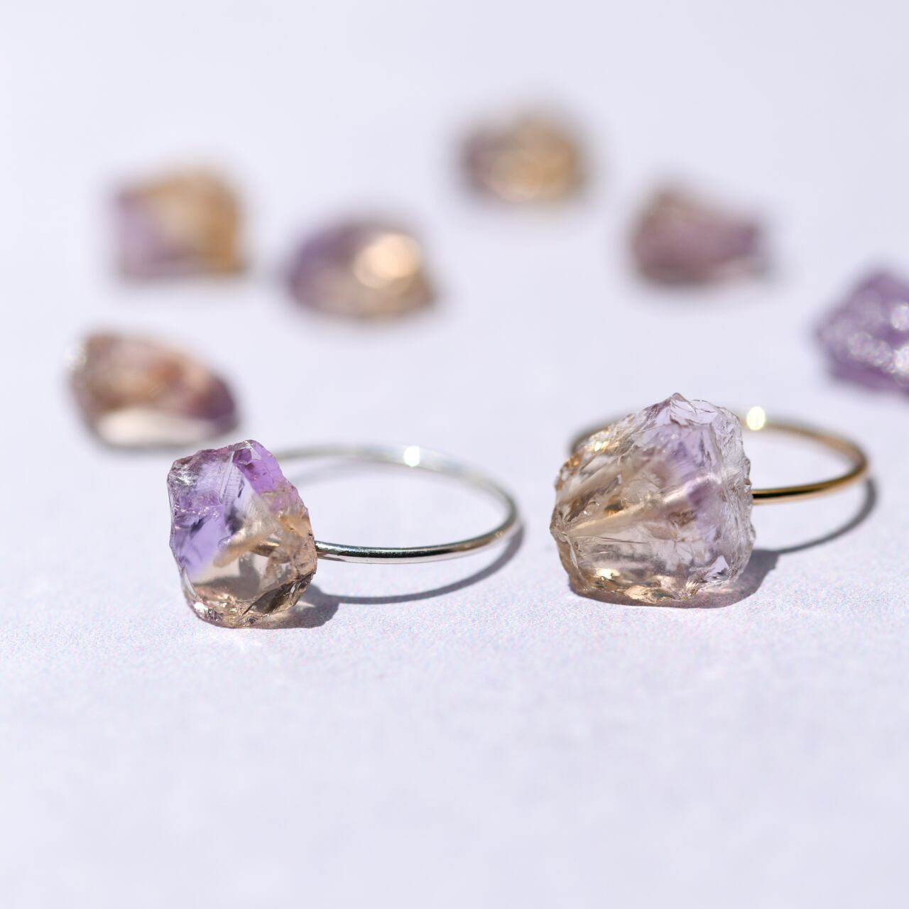 Ametrine Raw Stone Ring | Handmade Natural Stone Jewelry