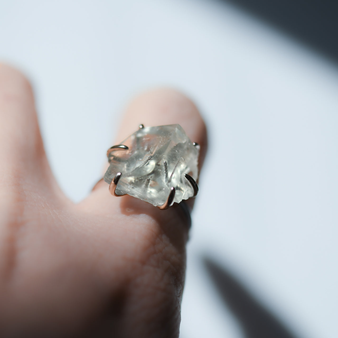 Fluorite Raw Stone Ring - One of a Kind - handmade natural mineral jewelry by TROZO, made in Japan (view 5)