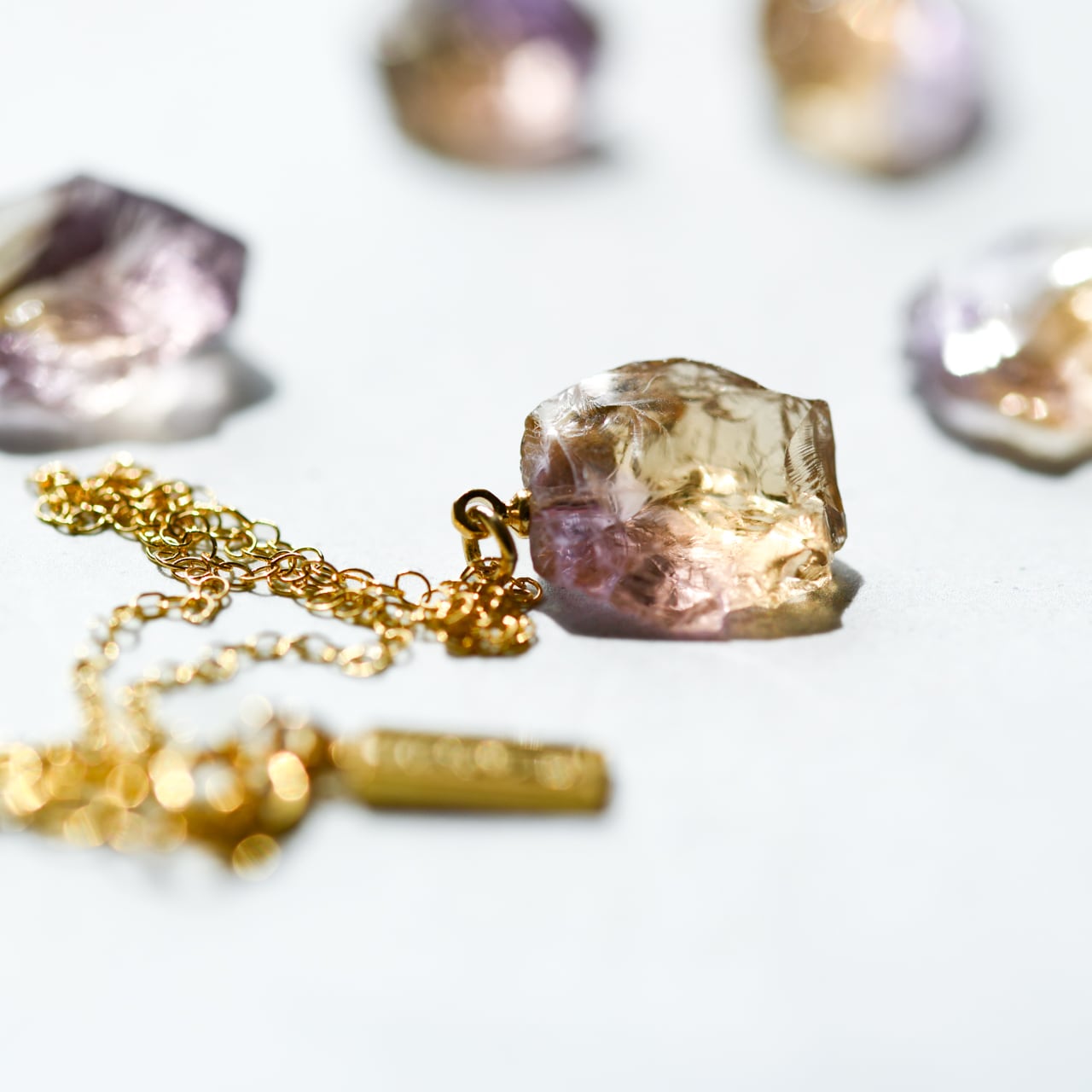 Ametrine Raw Stone Necklace | Handmade Natural Stone Jewelry