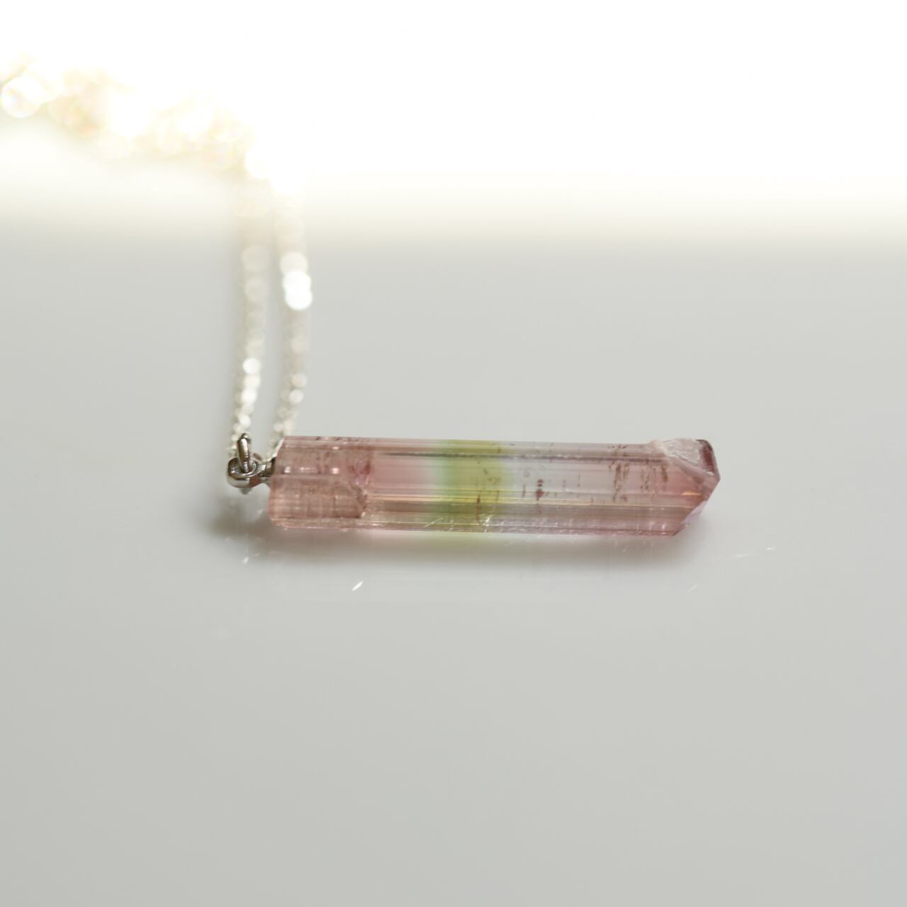 [One of a kind] Tourmaline Raw Stone Sterling Silver Necklace | Handmade Natural Stone Jewelry [Tourmalin Fest]