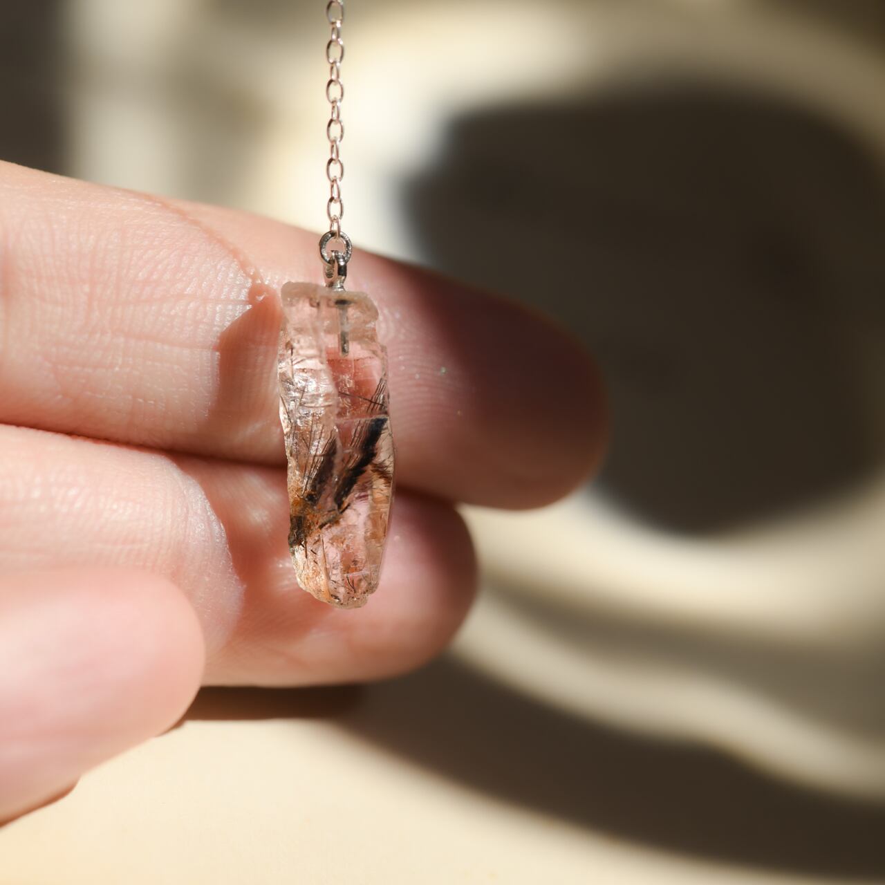 [One of a kind] Black Rutilated Quartz Raw Stone Sterling Silver Ear Cuff | Handmade Natural Stone Jewelry [Black Majic Collection]