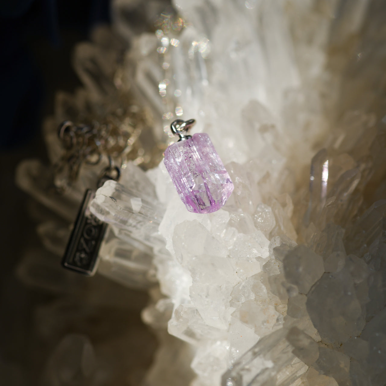 Zoisite Raw Stone Necklace - One of a Kind - handmade natural mineral jewelry by TROZO, made in Japan (view 2)