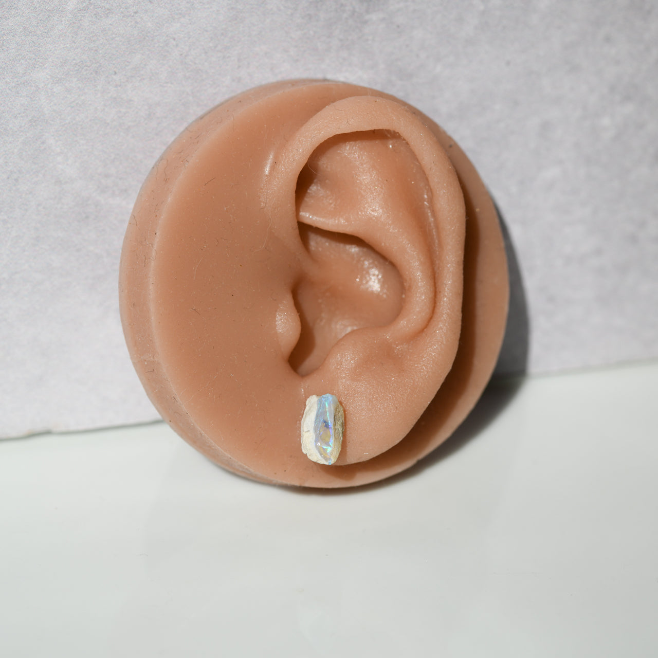 Black Opal Raw Stone Earrings - One of a Kind - handmade natural mineral jewelry by TROZO, made in Japan (view 7)