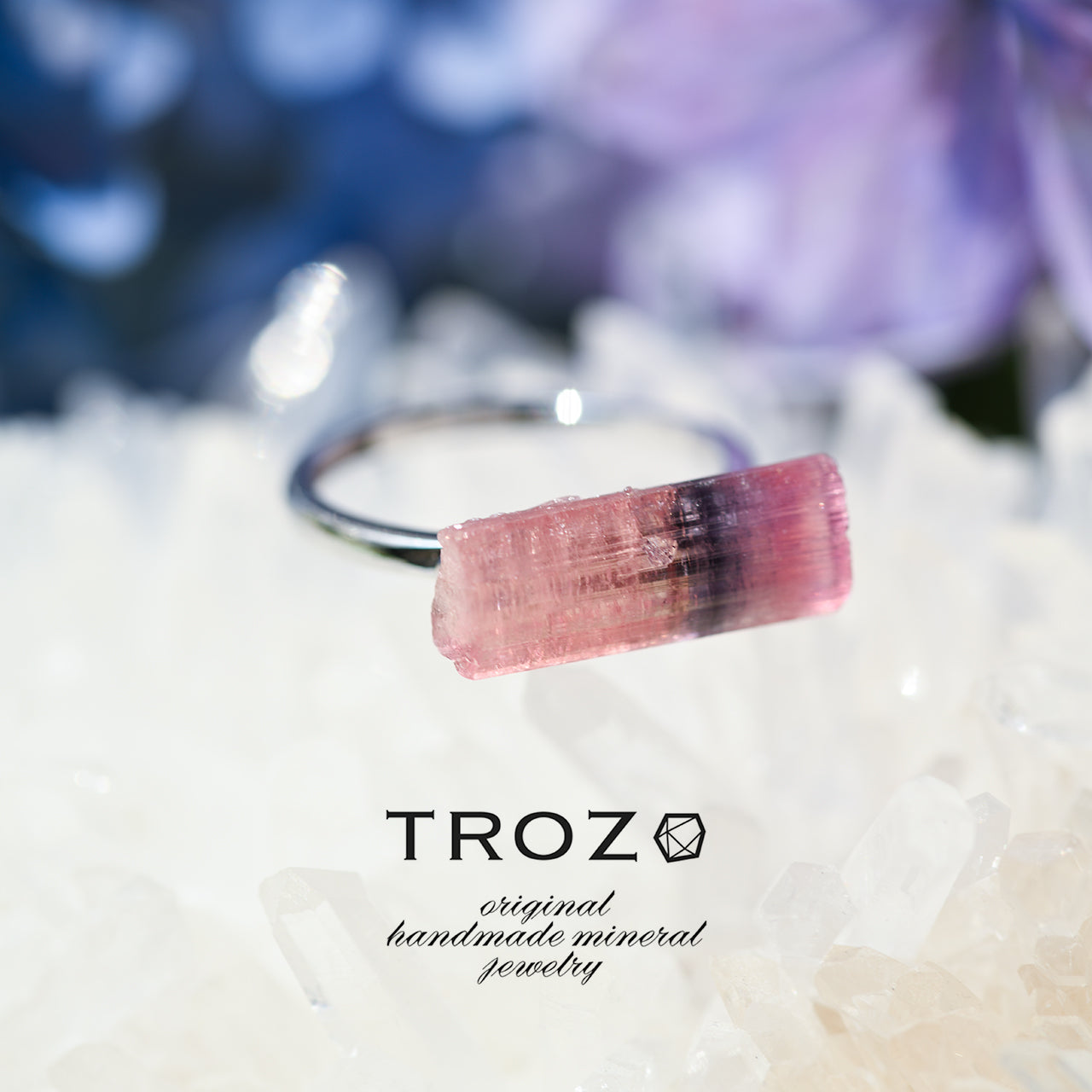 Tourmaline Raw Stone Ring - One of a Kind - handmade natural mineral jewelry by TROZO, made in Japan (view 1)