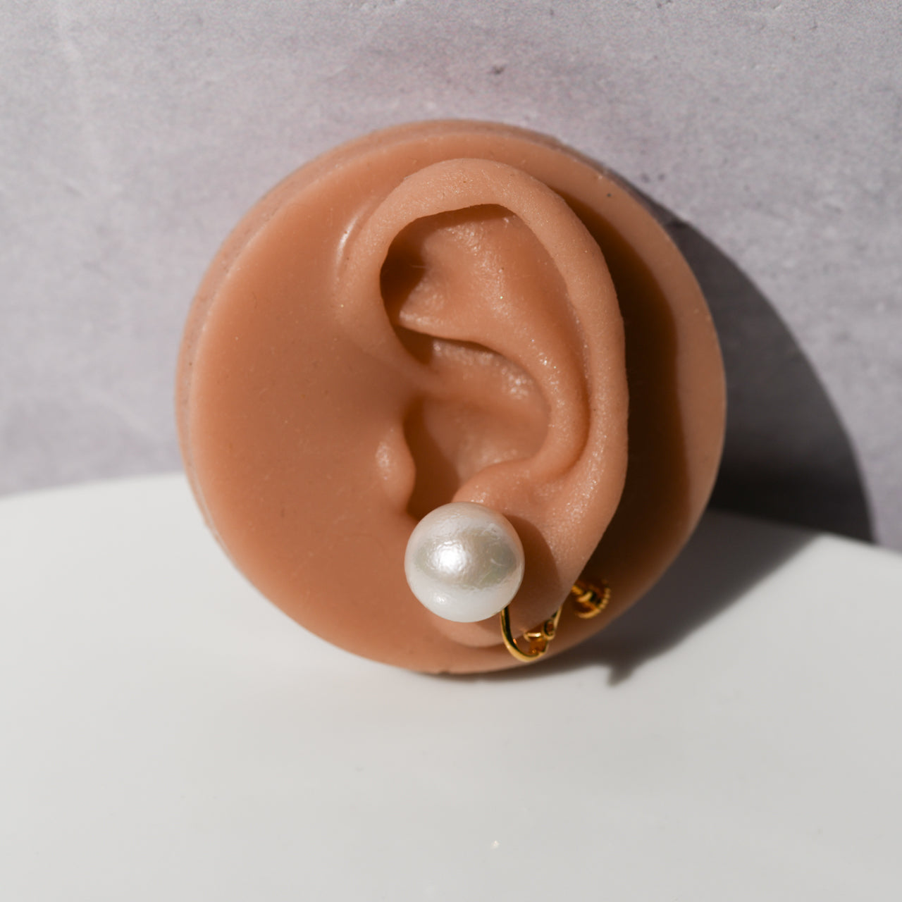 Pearl Raw Stone Clip-On Earrings - One of a Kind - handmade natural mineral jewelry by TROZO, made in Japan (view 5)