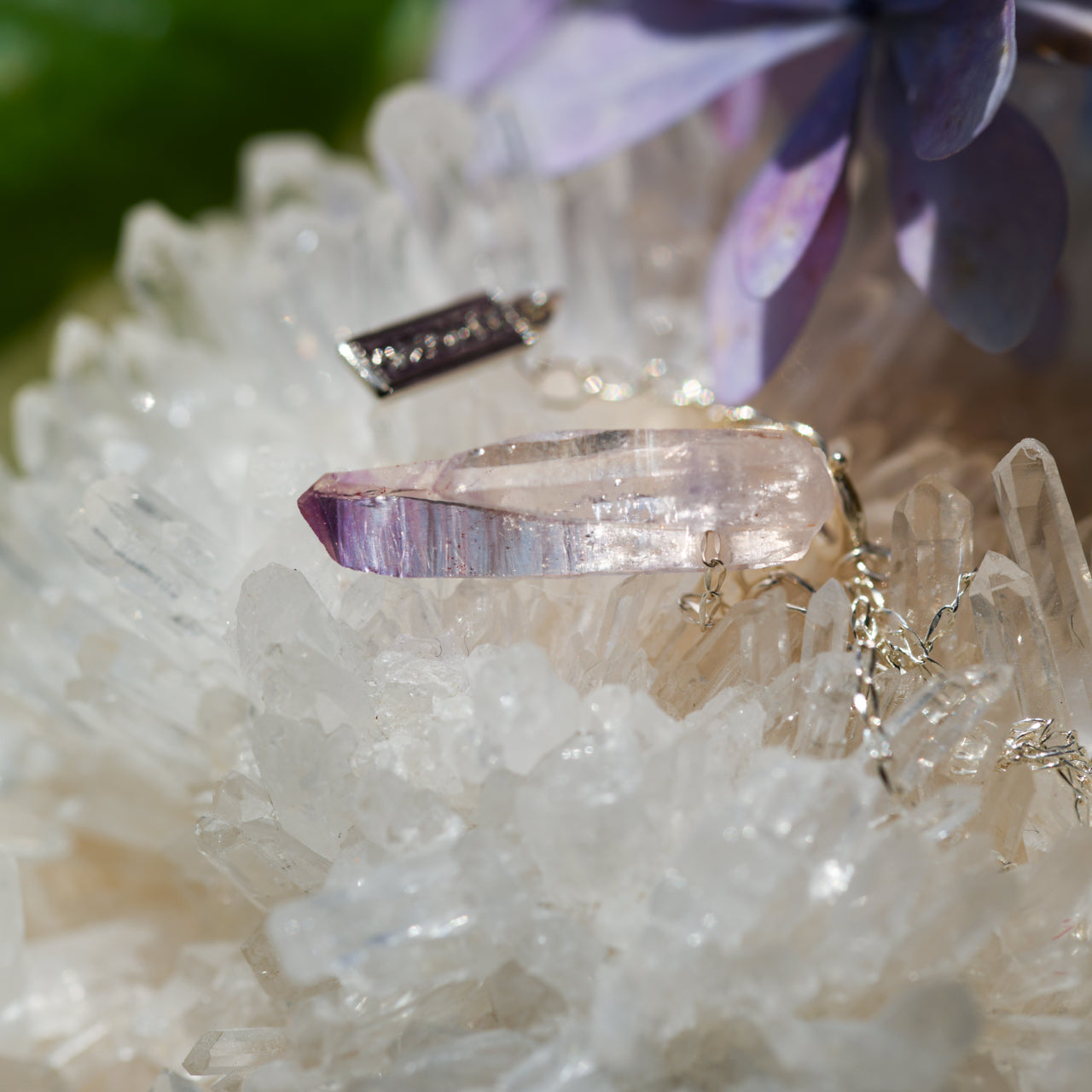 Amethyst Raw Stone Necklace - One of a Kind - handmade natural mineral jewelry by TROZO, made in Japan (view 7)