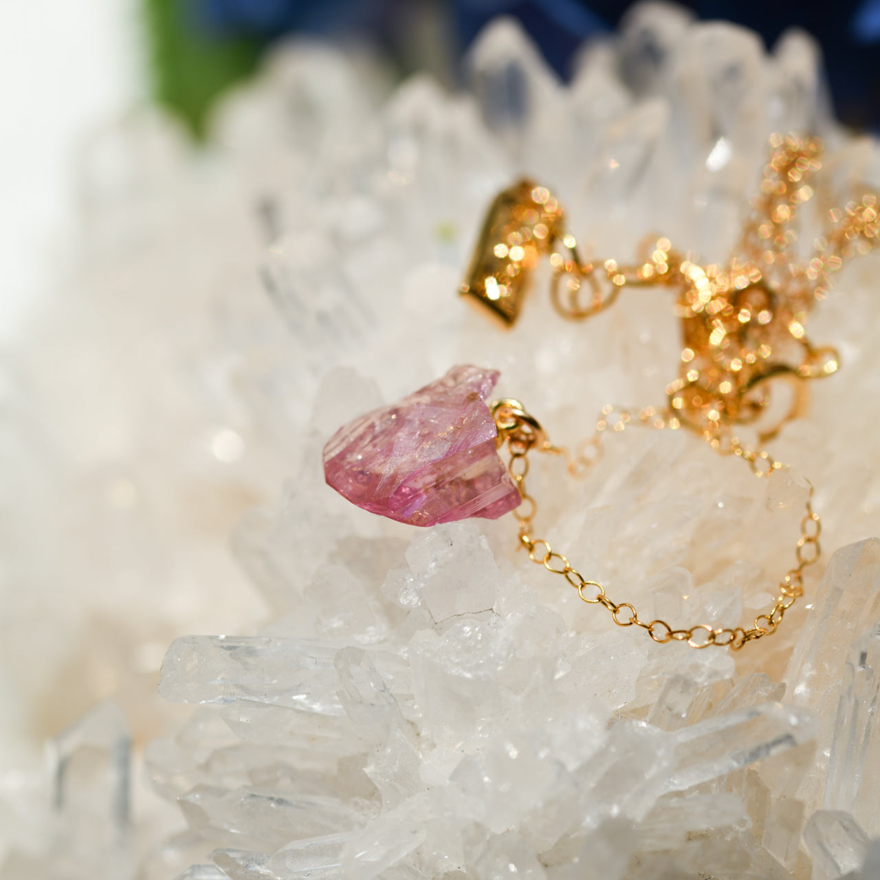 Zoisite Raw Stone 14KGF Necklace - One of a Kind - handmade natural mineral jewelry by TROZO, made in Japan (view 8)
