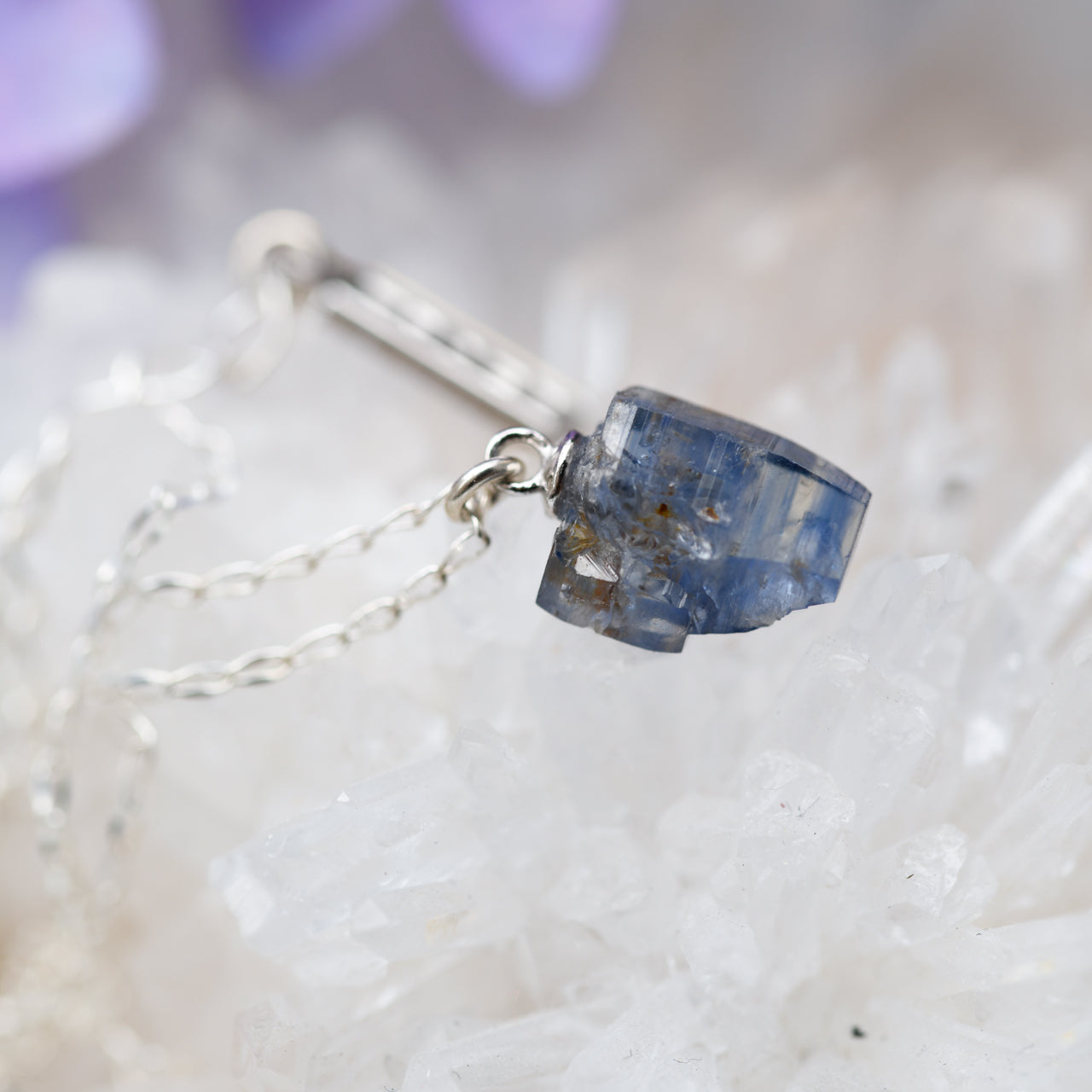 Sapphire Raw Stone Necklace - One of a Kind - handmade natural mineral jewelry by TROZO, made in Japan (view 6)
