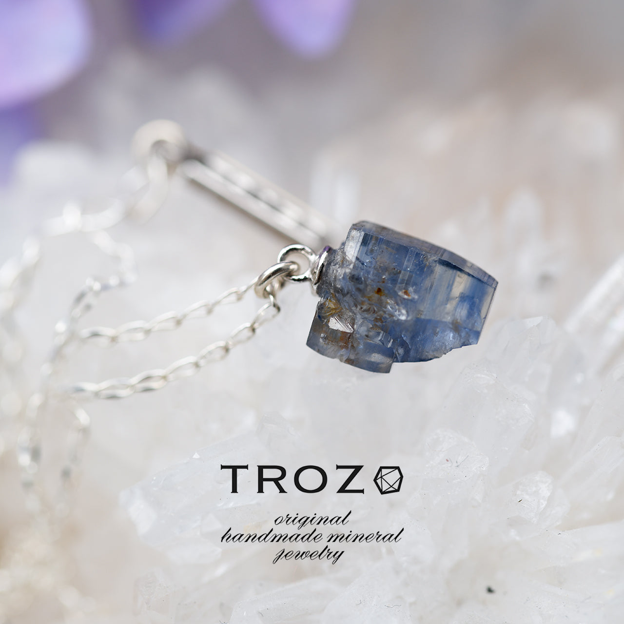 Sapphire Raw Stone Necklace - One of a Kind - handmade natural mineral jewelry by TROZO, made in Japan (view 1)
