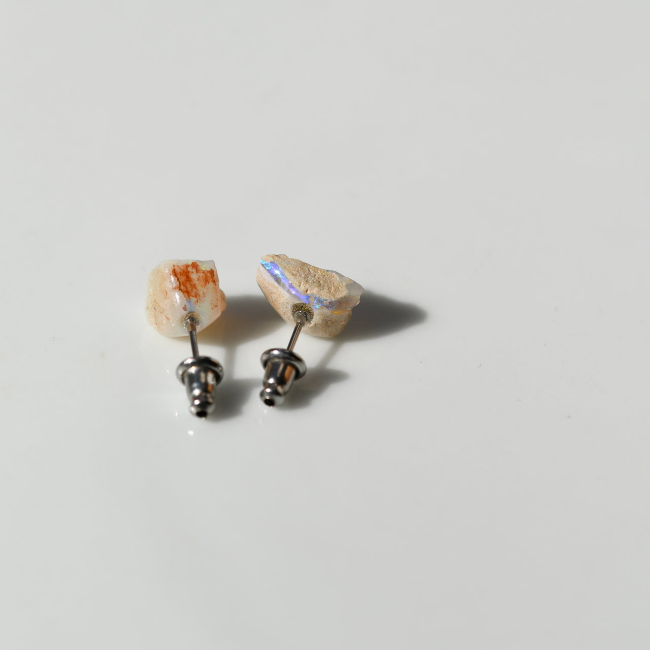 Black Opal Raw Stone Earrings - One of a Kind - handmade natural mineral jewelry by TROZO, made in Japan (view 5)