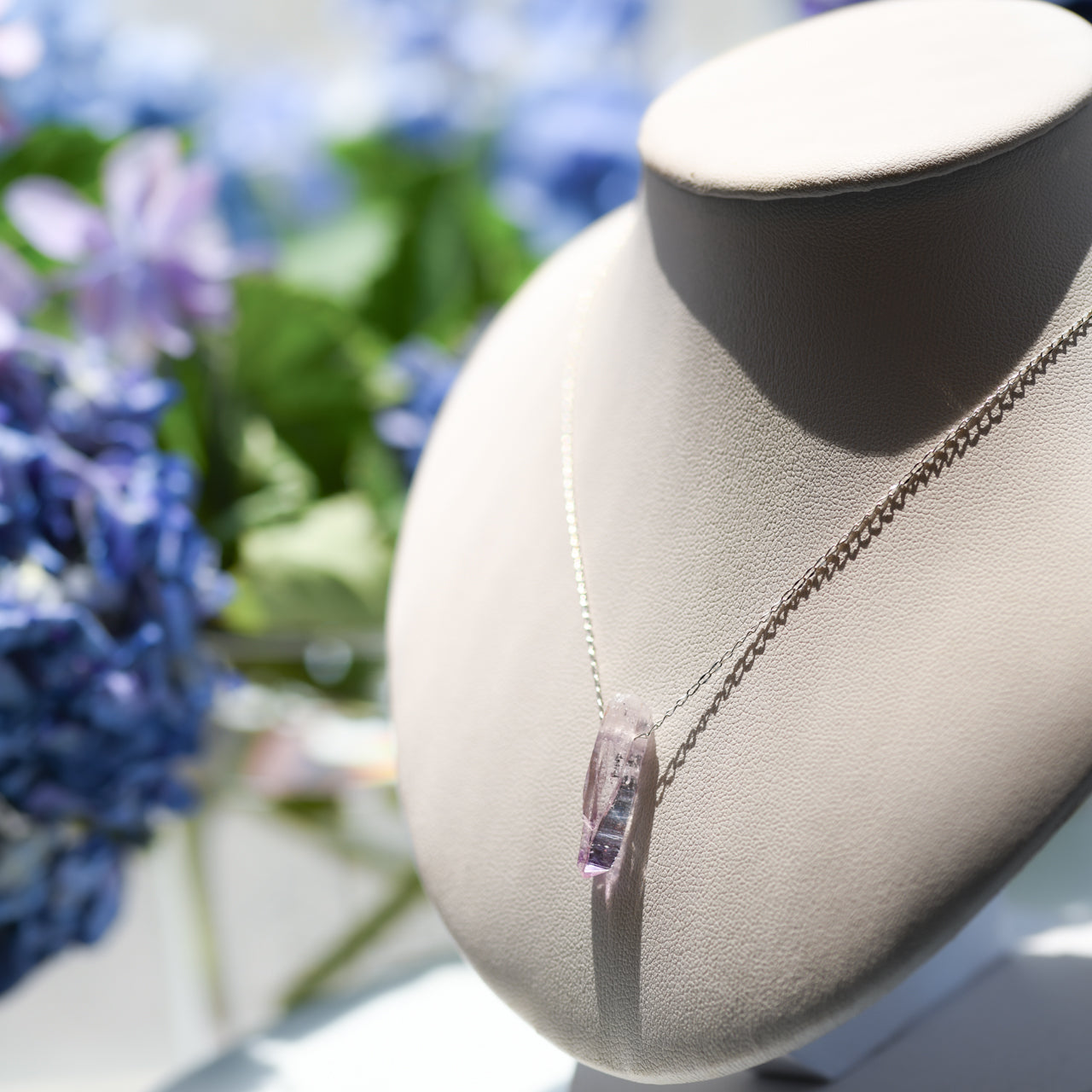 Amethyst Raw Stone Necklace - One of a Kind - handmade natural mineral jewelry by TROZO, made in Japan (view 6)