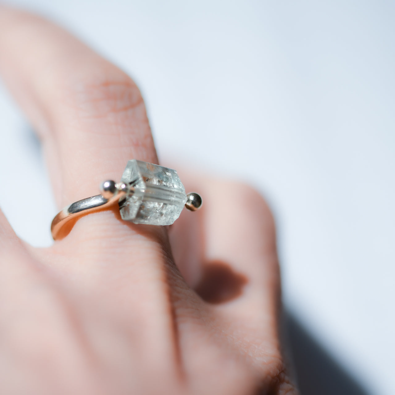 Aquamarine Raw Stone Ring - One of a Kind - handmade natural mineral jewelry by TROZO, made in Japan (view 5)