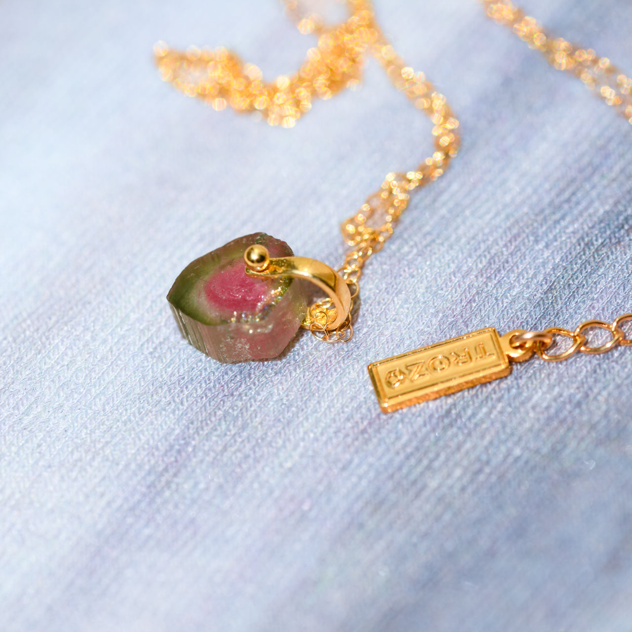 Tourmaline Raw Stone 14KGF Necklace - One of a Kind - handmade natural mineral jewelry by TROZO, made in Japan (view 4)